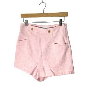 ZARA Woman’s Light Pink Tweed Look Shorts Side Zipper Size Medium
